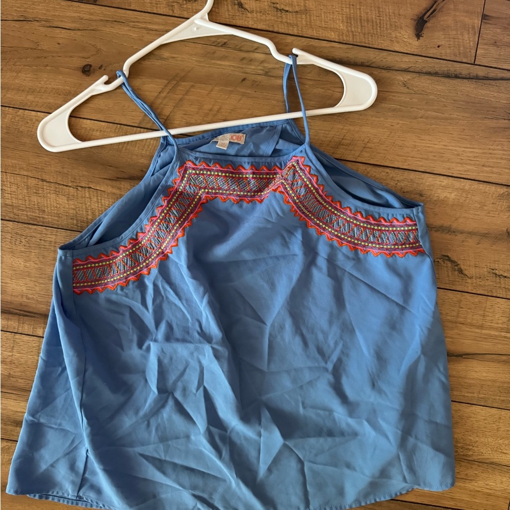 Giani Bernini Blue Camisole with Red Embroidery